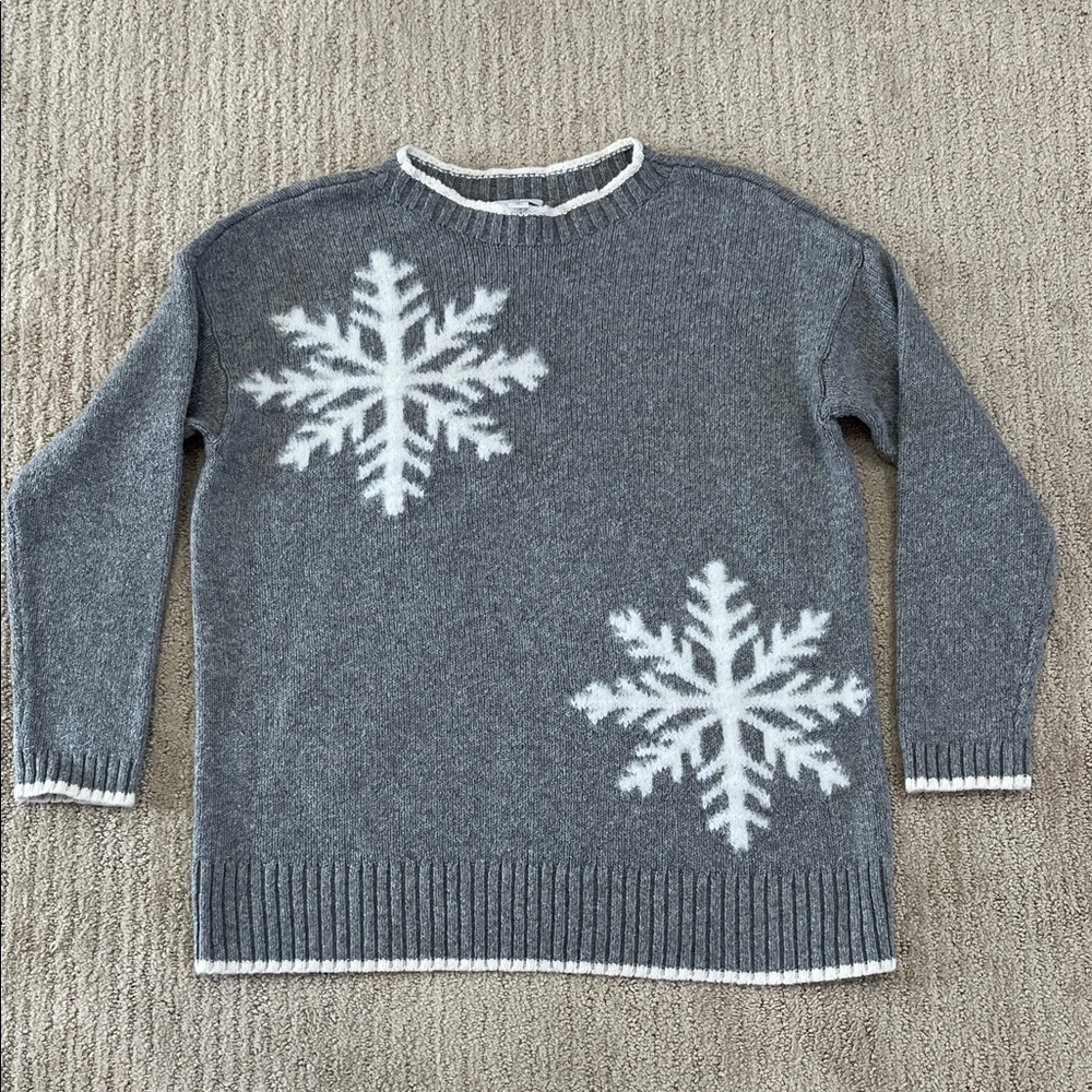 J. Jill Snowflake Sweater Heather Gray Size XS